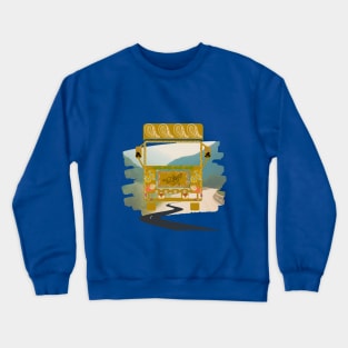 Yellow truck art motif illustration paisley design pattern with scenic paint stroke Crewneck Sweatshirt